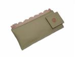 Pale Green Leather Glasses Case with Lace Edging