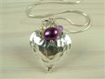 'Sweet Heart' ~ Amethyst, Pearl, Silver Heart Necklace