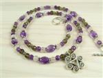'Persephone' ~ Rose, Smoky Quartz & Amethyst Necklace