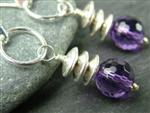 Amethyst & Silver Disc Earrings