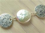 'Erin' ~ Freshwater Pearl & Silver Circle Bracelet